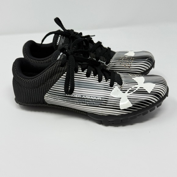 Under Armour Kick Sprint Womens Size 6.5‎ Black Racing Spike Cleats 1297114-100 - Picture 1 of 8